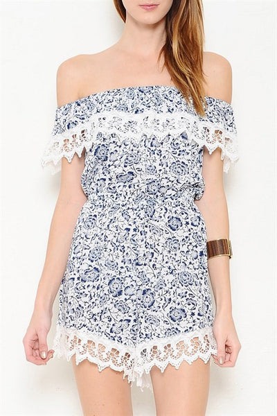 Blue Haiku Lace Romper