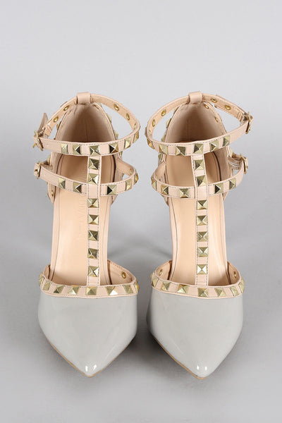Chic Grey City Studded Heels