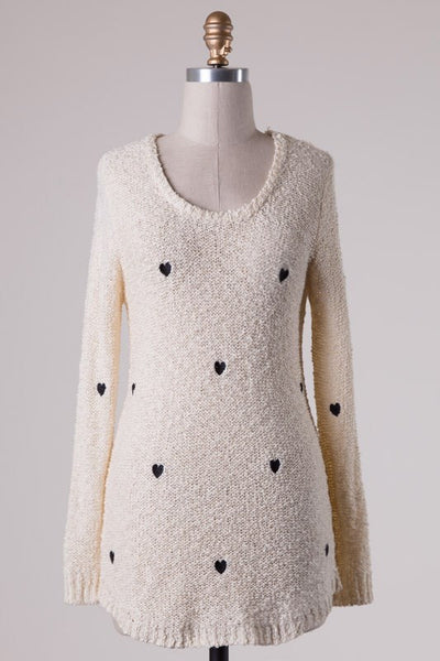 Tiny Little Hearts Sweater - Cream