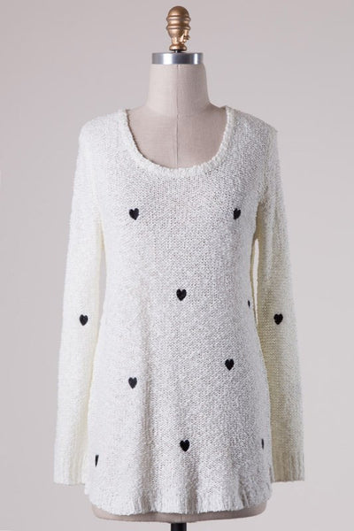 Tiny Little Hearts Sweater - White