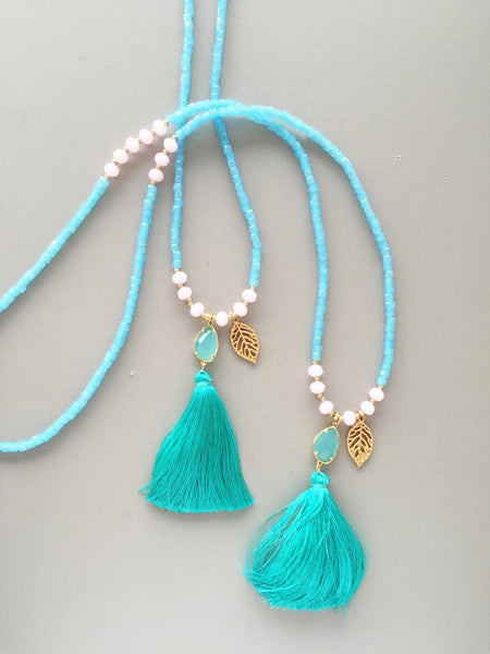 Azza Aqua Tassels Necklace