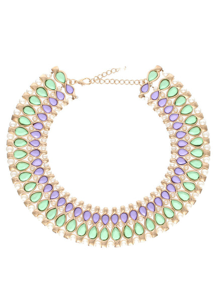 Pastel Lavender Pearls Collar Necklace