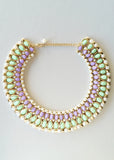 Pastel Lavender Pearls Collar Necklace