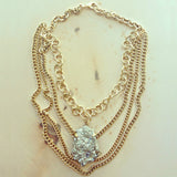 Pyrite Pendant Statement Necklace - Made in Paris