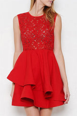 Red Valentina Ruffles Dress