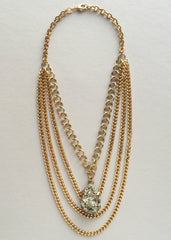 Pyrite Pendant Statement Necklace - Made in Paris