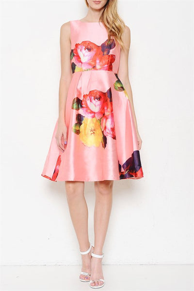 Italian Peach Floral Dress