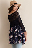 Sweet Elsa Floral Top - Navy