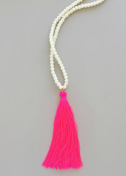 Pink Neon Tassel Necklace