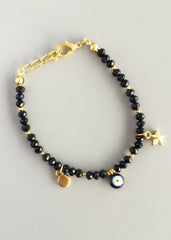 Elegant Black Evil Eye Bracelet - Made in Turkey