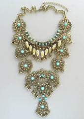 Zulfia Antiqued Gold Statement Necklace