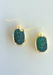 Green Druzy Earrings