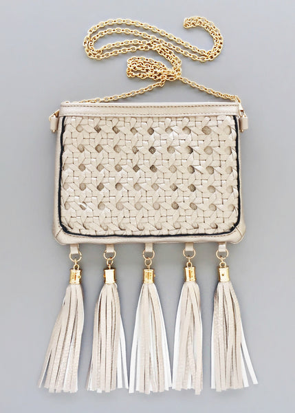 Nazaneen Metalic Tassel Handbag