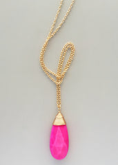 Genuine Hot Pink Quartz Necklace