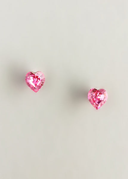 Pink Crystal Heart Earrings