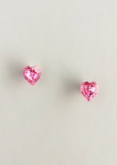 Pink Crystal Heart Earrings