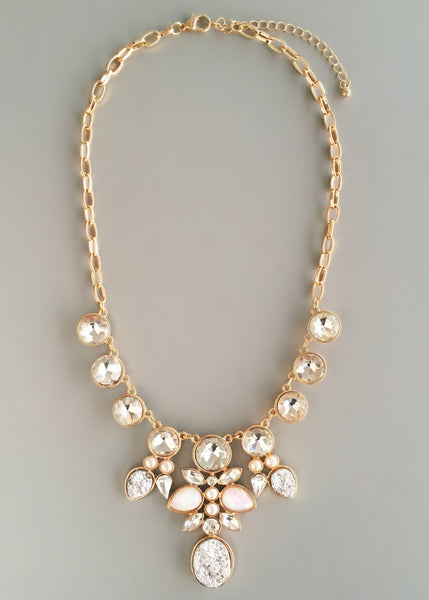 Snow Druzy Crystal Statement Necklace