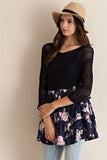 Sweet Elsa Floral Top - Navy
